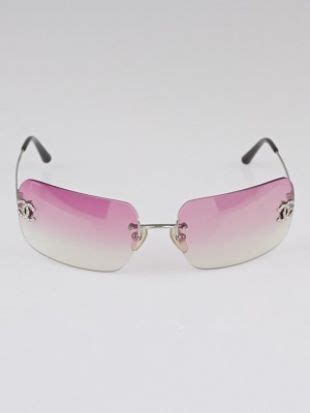 chanel pink gradient rimless rhinestone cc logo sunglasses|Eyewear .